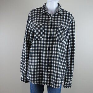 Denim & Supply Cotton Checked Button Up Shirt SIZE LARGE Black, White